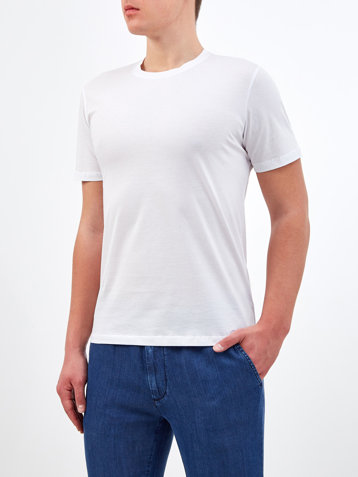 Белая футболка из гладкого хлопка джерси CUDGI, цвет белый, размер L;XL;2XL;M - фото 3