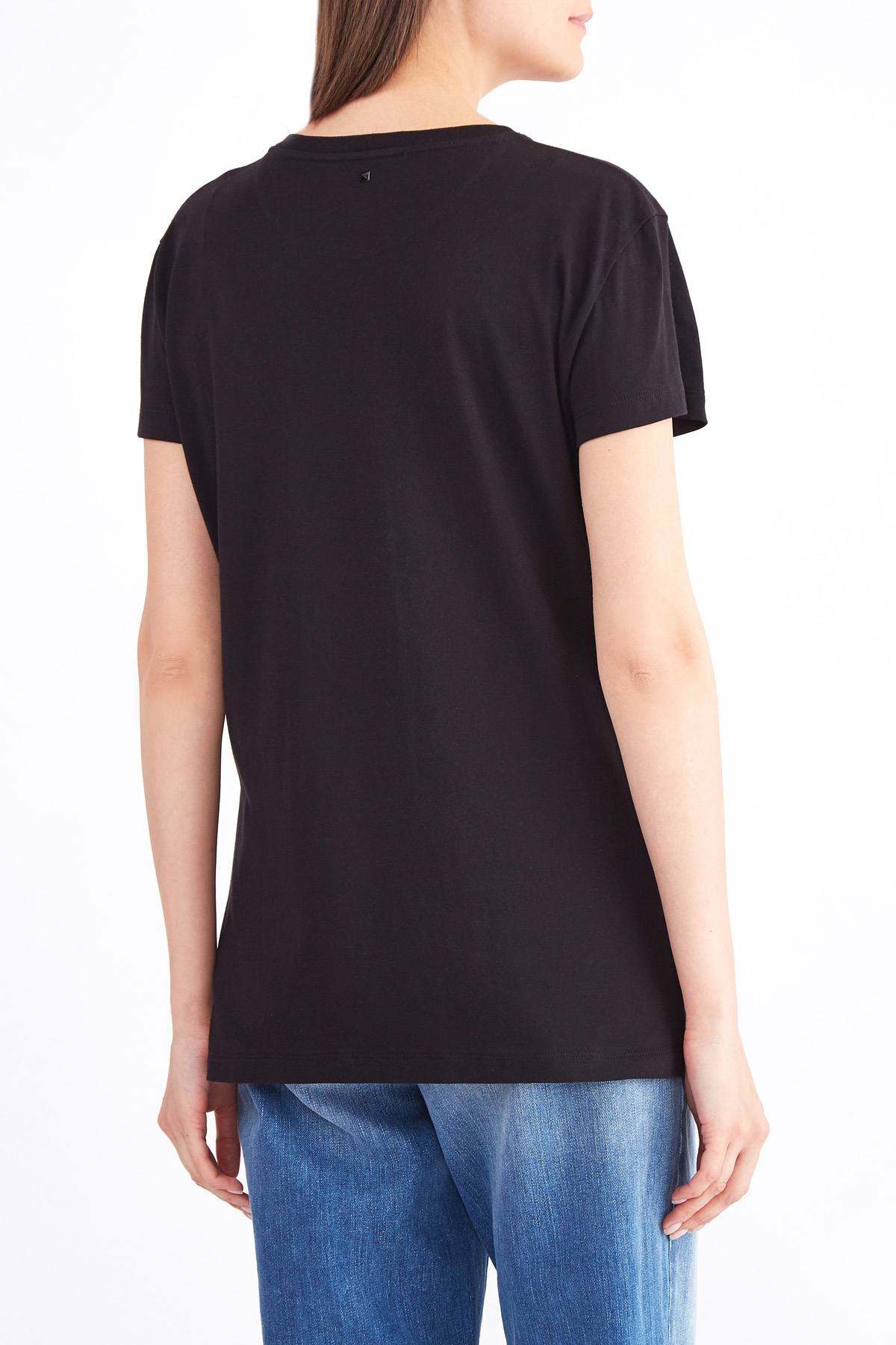 Oversize-футболка из джерси черного цвета с аппликацией и пайетками VALENTINO, размер 40 - фото 4