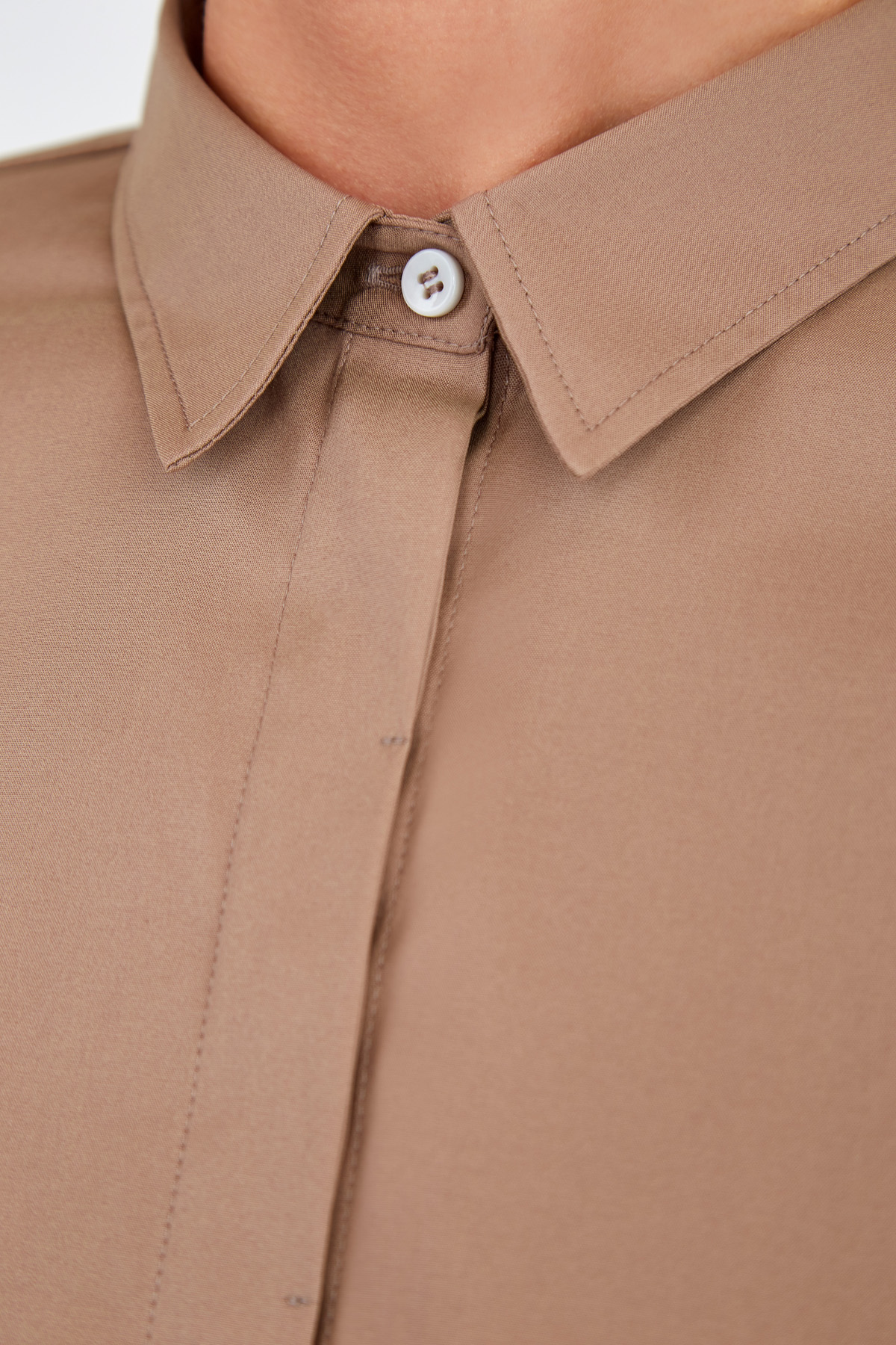 Хлопковая рубашка с вышивкой на манжетах BRUNELLO CUCINELLI, цвет коричневый, размер 40;44 - фото 6