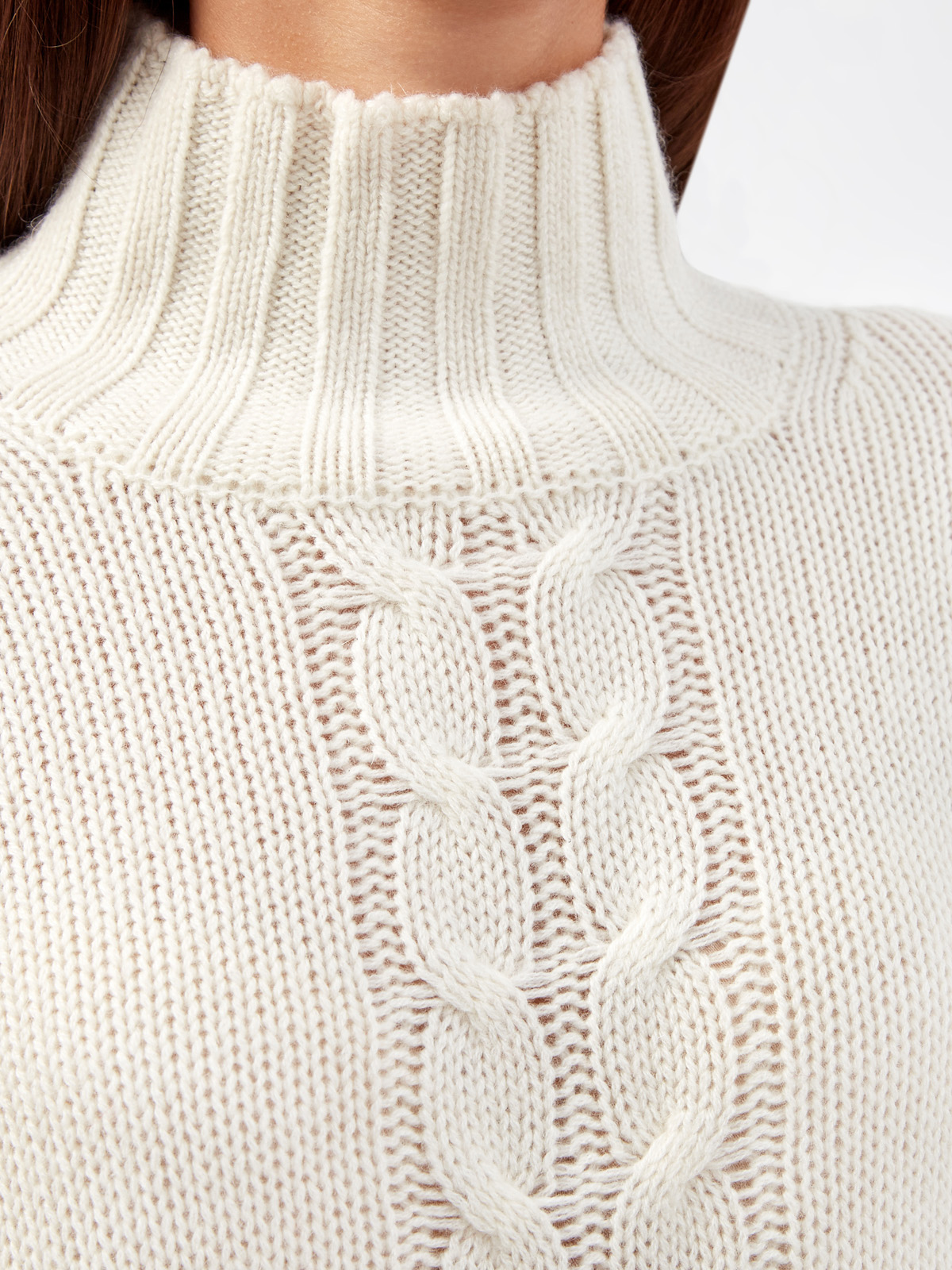 Платье-джемпер из кашемировой пряжи с вязаным узором RE VERA, цвет бежевый, размер S;M - фото 5