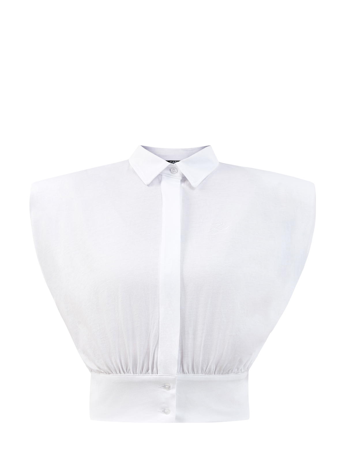 Кроп-рубашка из хлопка с объемными подплечниками KARL LAGERFELD, цвет белый, размер XS;L;S