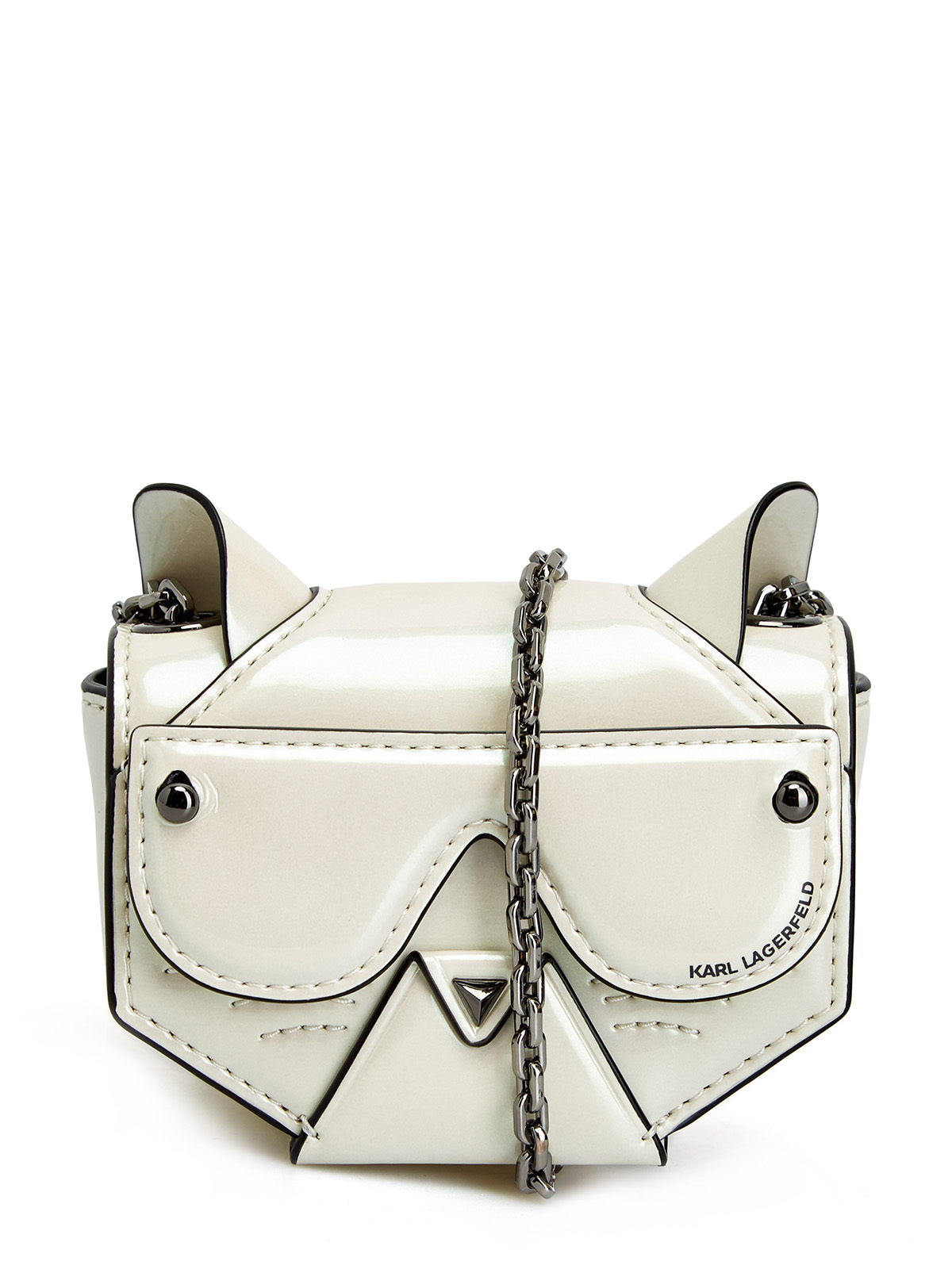 Миниатюрная глянцевая сумка Cyber Choupette KARL LAGERFELD, цвет белый, размер 5;6;7;9 - фото 1
