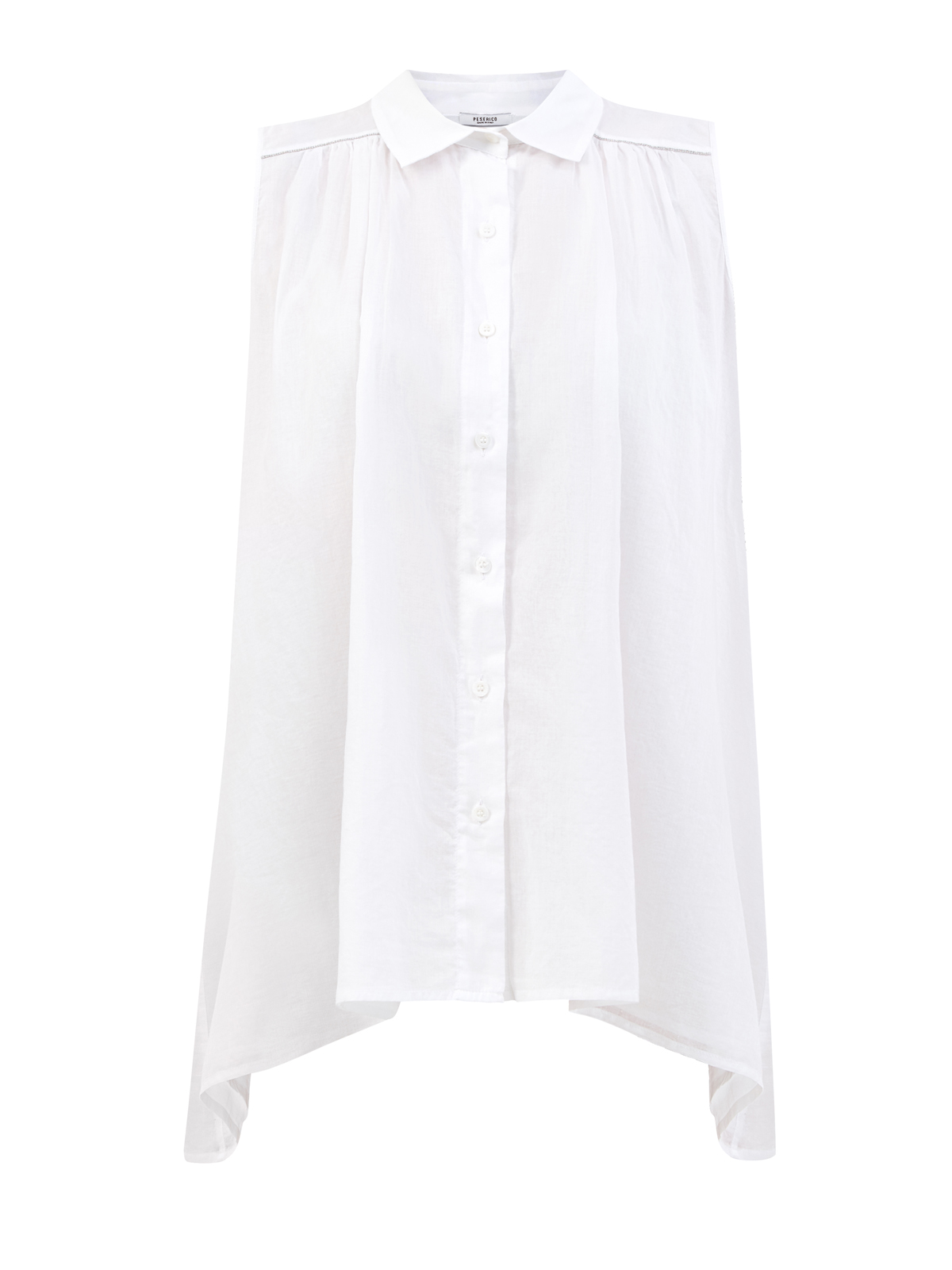 Удлиненная блуза асимметричного кроя из хлопка PESERICO, цвет белый, размер 40;42;44;46;38