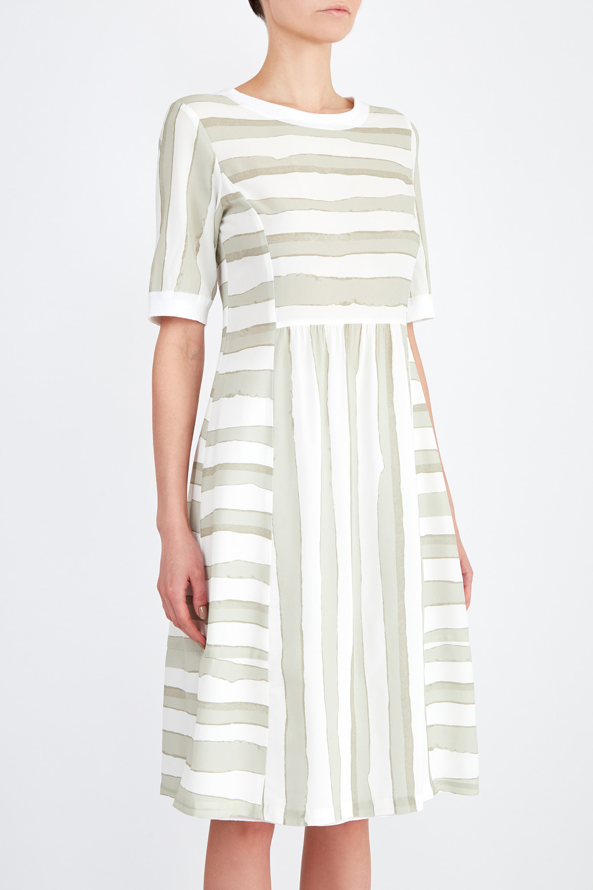 Приталенное платье из струящейся ткани с трикотажной отделкой LORENA ANTONIAZZI, цвет мульти, размер 42 - фото 3