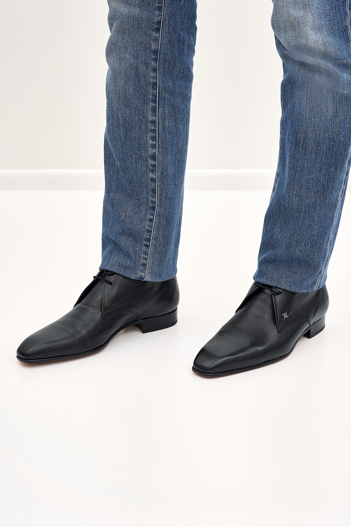 Ботинки-дезерты из крупнозернистой кожи с квадратным мыском ARTIOLI, цвет черный, размер 42 - фото 2