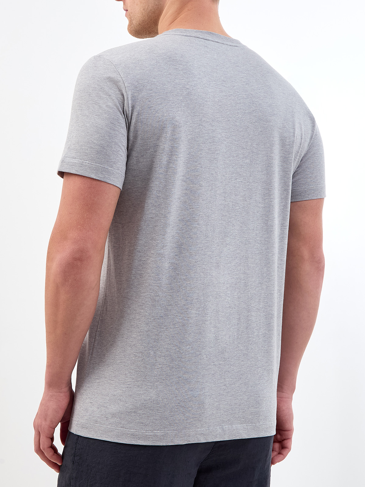 Хлопковая футболка из меланжевого джерси с принтом PESERICO, цвет серый, размер 48;50;52;54;56;58;60 - фото 4