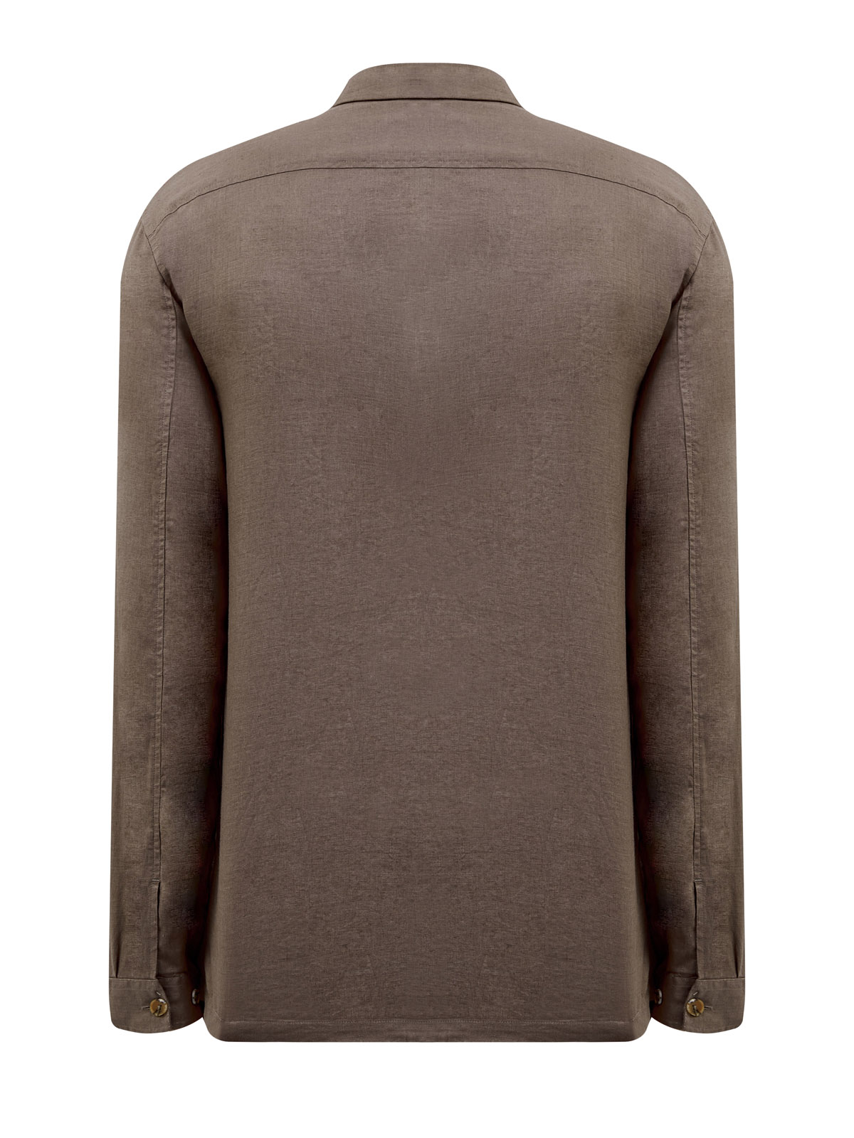 Однотонная рубашка свободного кроя из льняной ткани CUDGI, цвет коричневый, размер 56 - фото 2