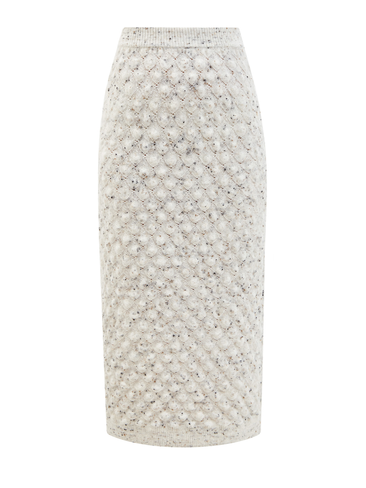 Юбка-миди из шерсти с фактурным узором и эластичным поясом Vika 2.0, цвет бежевый, размер 42 - фото 1
