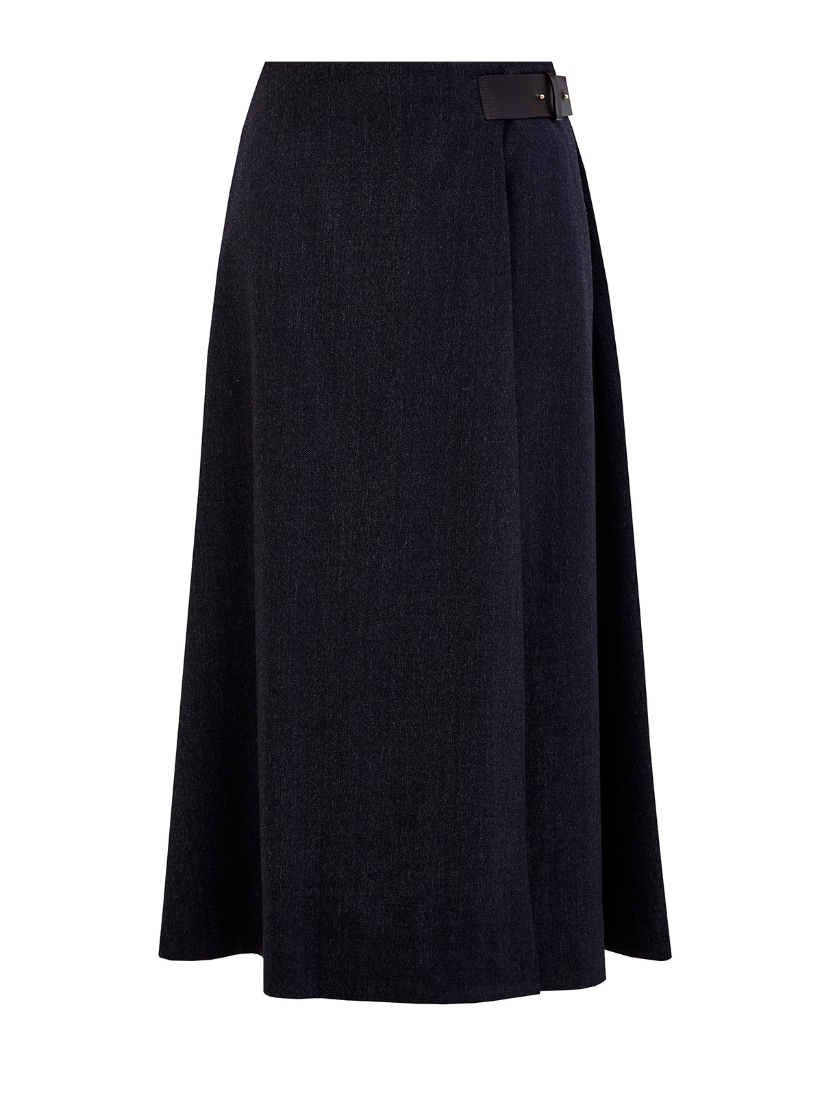 

Юбка-миди из шерсти с кожаной застежкой и символикой, Синий, Юбка-миди из шерсти с кожаной застежкой и символикой