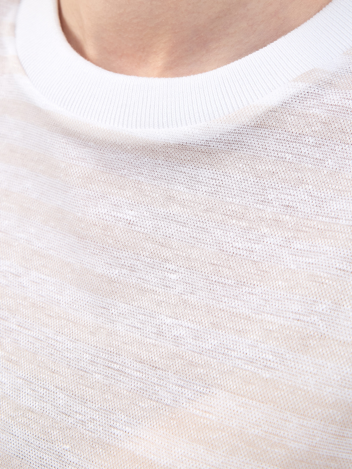 Свободная футболка из тонкого хлопка и льна в полоску PESERICO, цвет бежевый, размер 38;40;42;44;46 - фото 5