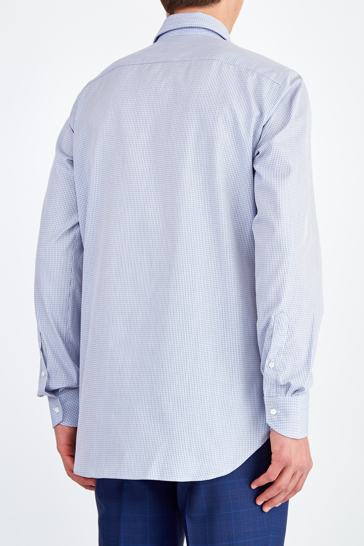 Классическая рубашка из хлопка Impeccabile с тканым микро-принтом CANALI, цвет голубой, размер 48;50;52;58 - фото 4