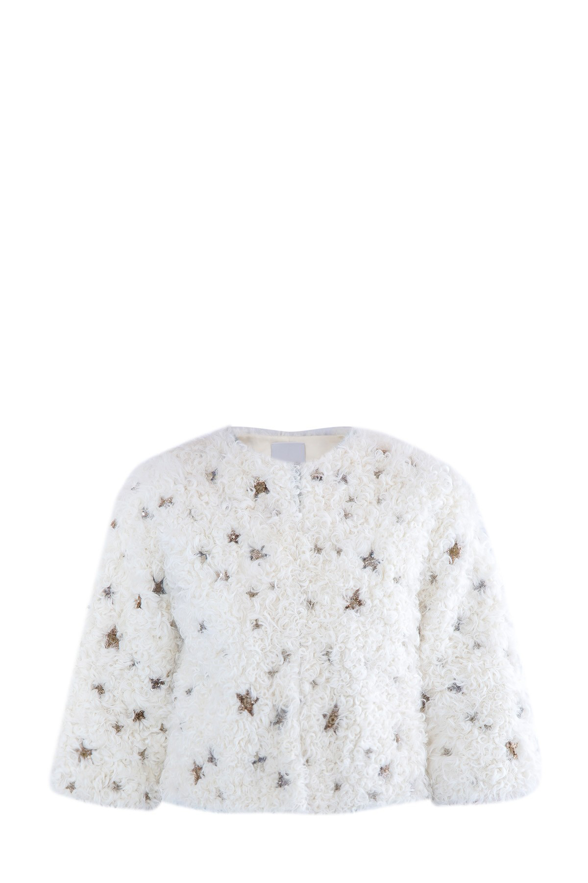 Расклешенная шуба из овчины с вышивкой пайетками и бисером VALENTINO, цвет белый, размер 42 - фото 1