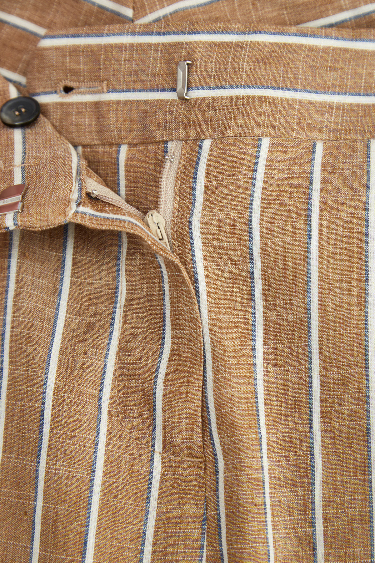 Льняные брюки прямого кроя с принтом в двухцветную полоску LORENA ANTONIAZZI, размер 38 - фото 5