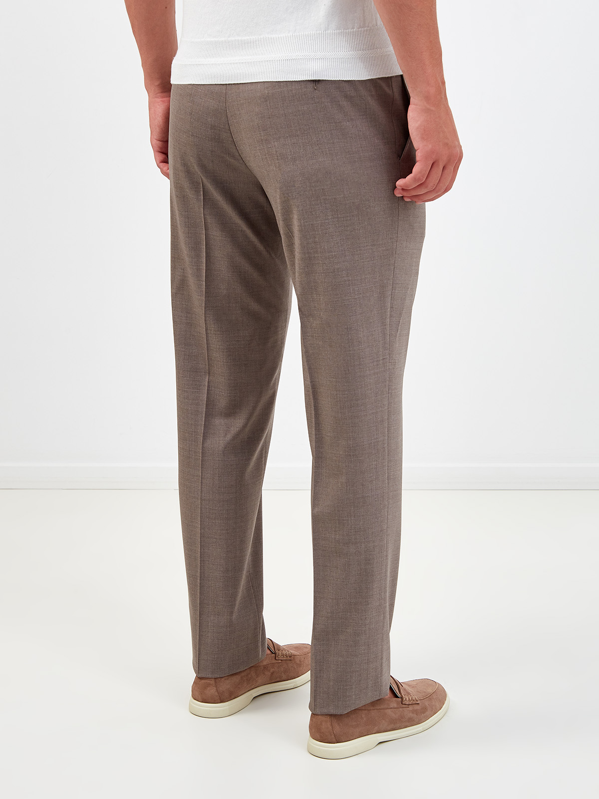 Прямые брюки из костюмной шерсти со стрелками CANALI, цвет бежевый, размер 48;50;52;54;56 - фото 4
