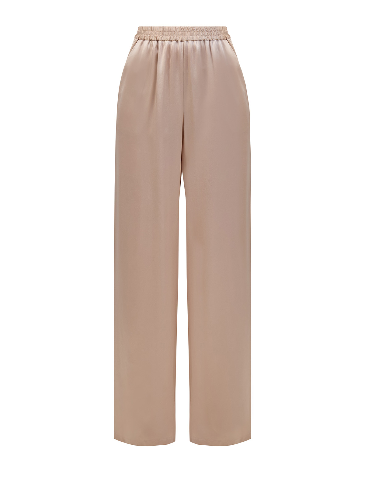 Струящиеся брюки-палаццо из шелка с эластичным поясом 69860₽