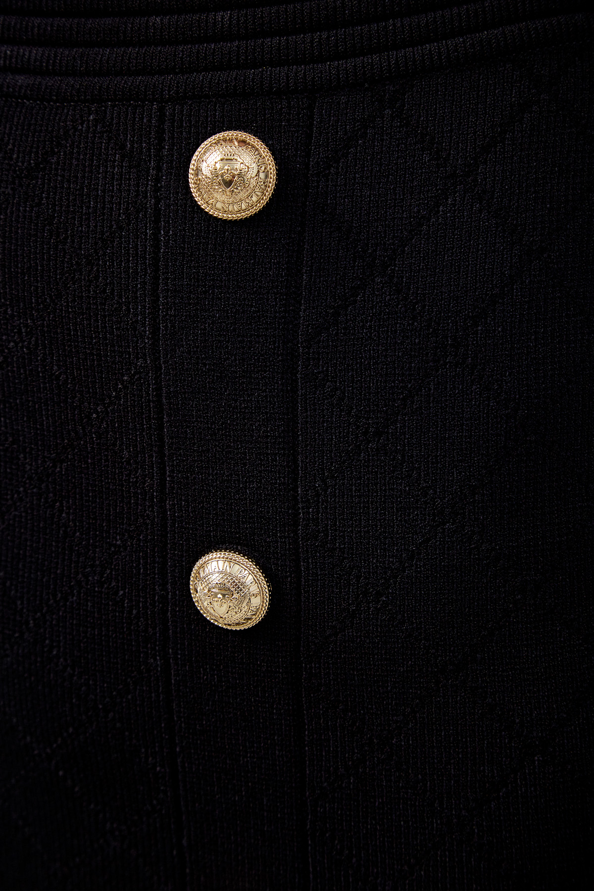 Бандажная юбка-миди из пряжи Stretch с перфорацией BALMAIN, цвет черный, размер 36;38 - фото 5