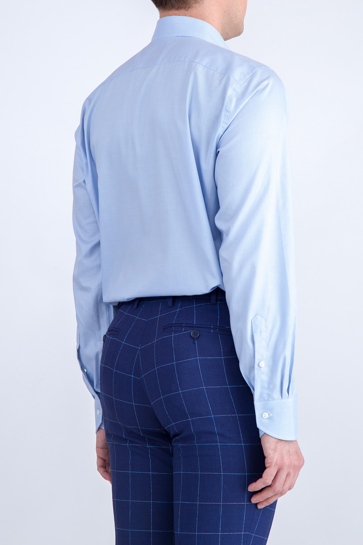 Рубашка из поплина Impeccabile с микро-принтом CANALI, цвет голубой, размер 50 - фото 4