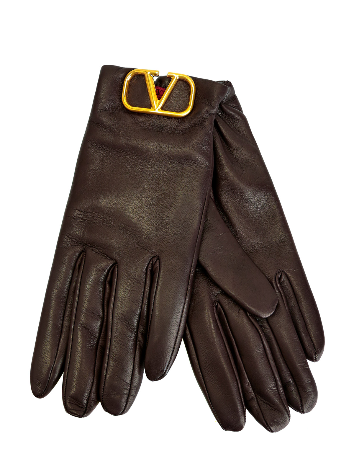 Кожаные перчатки VLogo Signature с литой символикой VALENTINO GARAVANI, цвет коричневый, размер XS;S;L;M