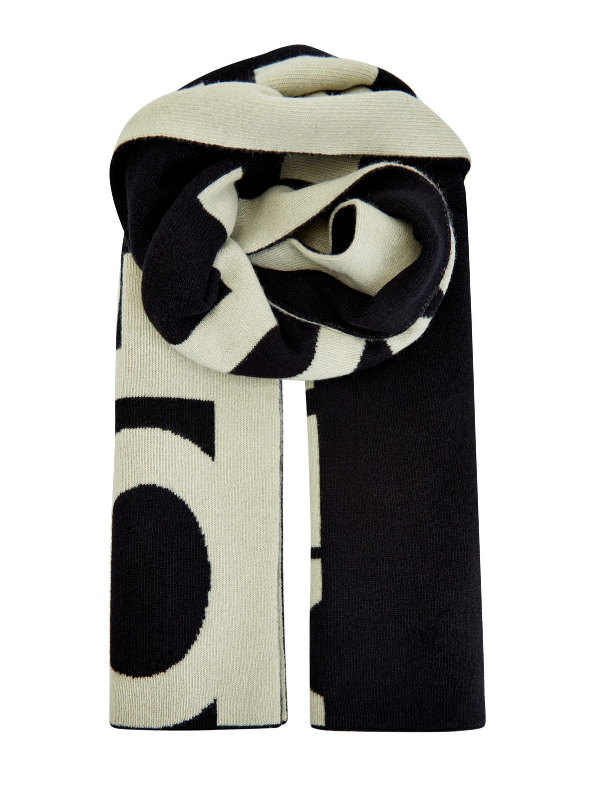 Шерстяной шарф с макро-принтом в технике интарсии OFF-WHITE, цвет черно-белый, размер 36;36.5;37.5;38;38.5;39;40 - фото 1