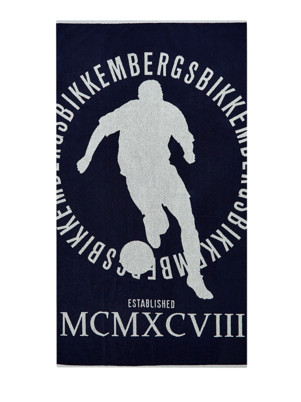 Хлопковое полотенце с контрастным принтом Soccer BIKKEMBERGS, цвет синий, размер 44
