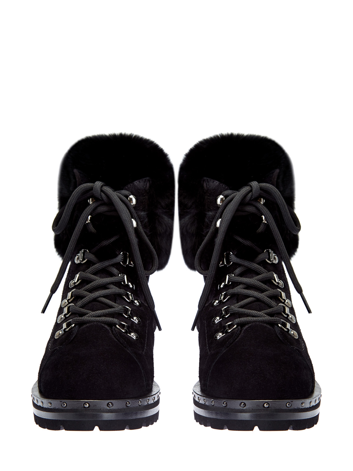 Высокие ботинки из бархатистой замши и меха ERMANNO SCERVINO, цвет черный, размер 36.5;37;38;38.5;39;39.5;40 - фото 6