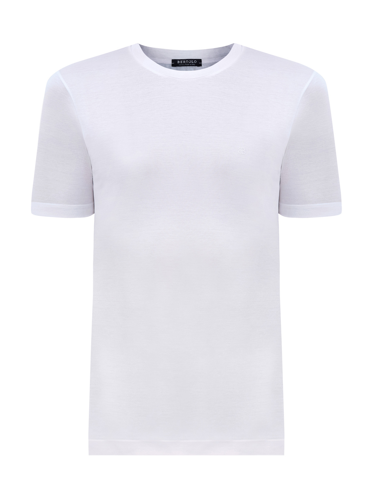 Базовая футболка из хлопка с вышитым логотипом в тон BERTOLO, цвет белый, размер 48;50;52;54;56 - фото 1