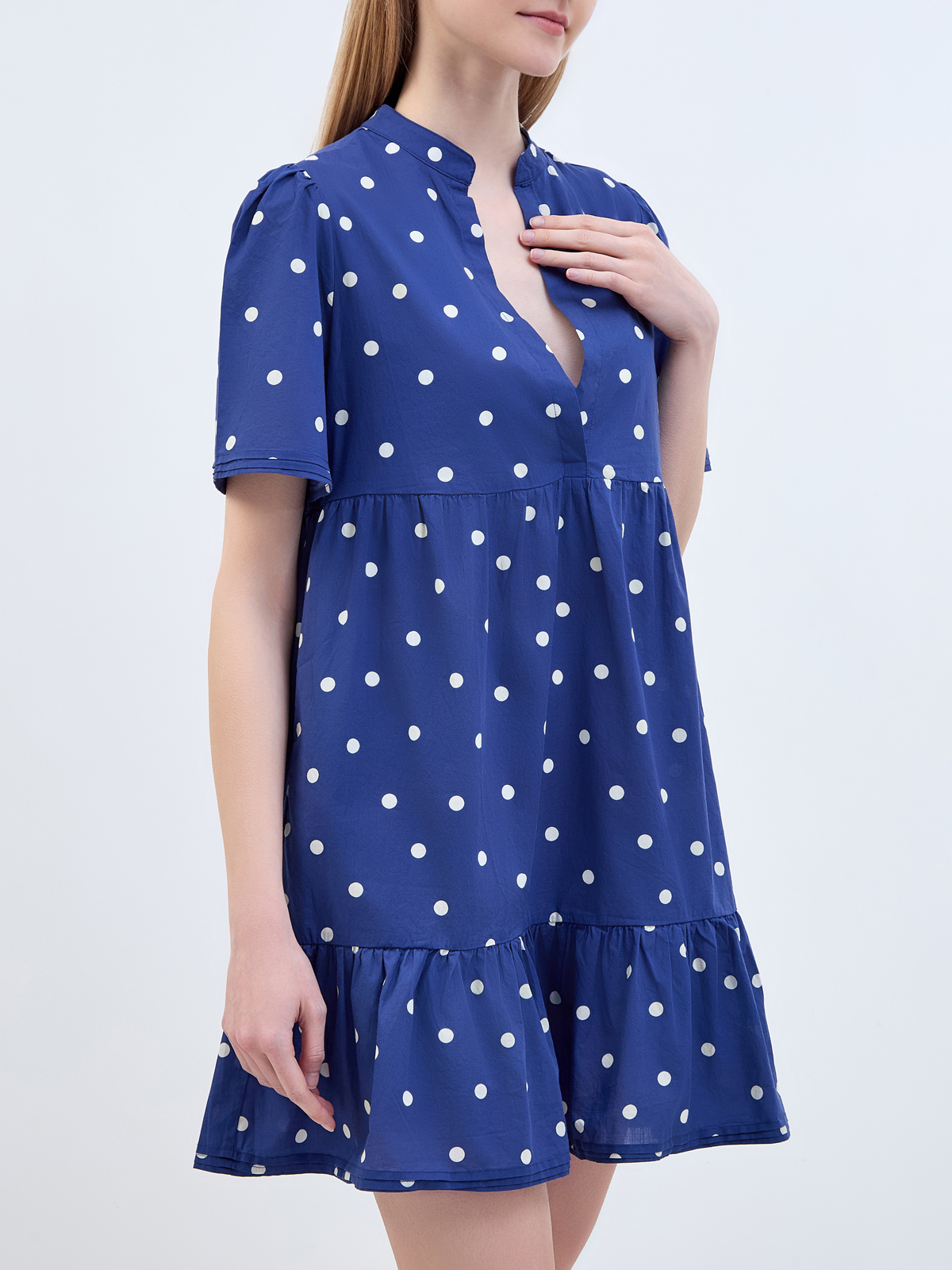 Легкое платье из хлопка с принтом и V-образным вырезом MC2 SAINT BARTH, цвет синий, размер S;M;L - фото 3