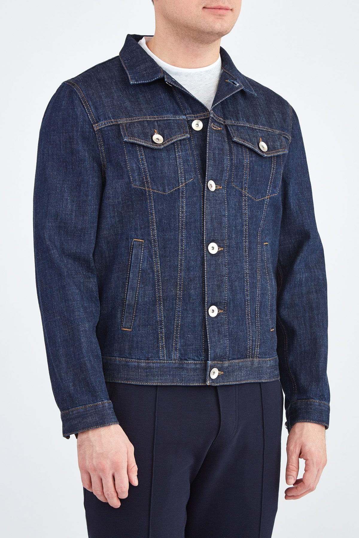 Куртка из плотного денима в стиле sprezzatura BRUNELLO CUCINELLI, цвет синий, размер 56;58 - фото 3