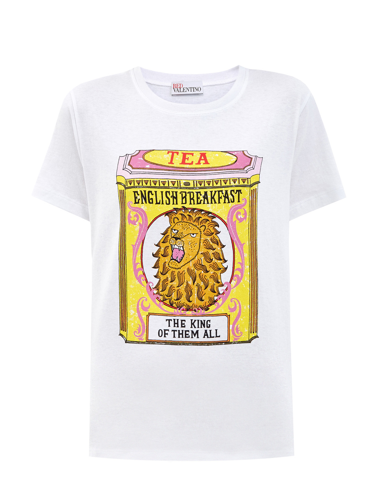 Хлопковая футболка с коллекционным принтом Tea Boxes REDVALENTINO, цвет белый, размер XS;M;L;S - фото 1