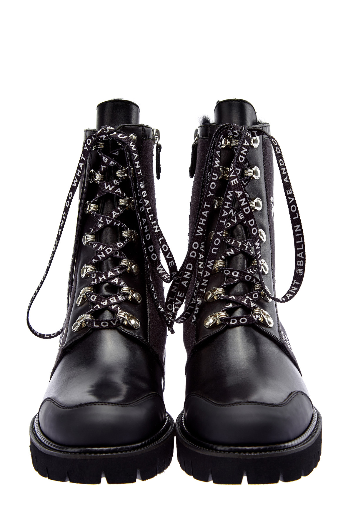 Кожаные ботинки со вставками из шерстяного драпа BALLIN, цвет черный, размер 36.5;37;37.5;38;40.5 - фото 5