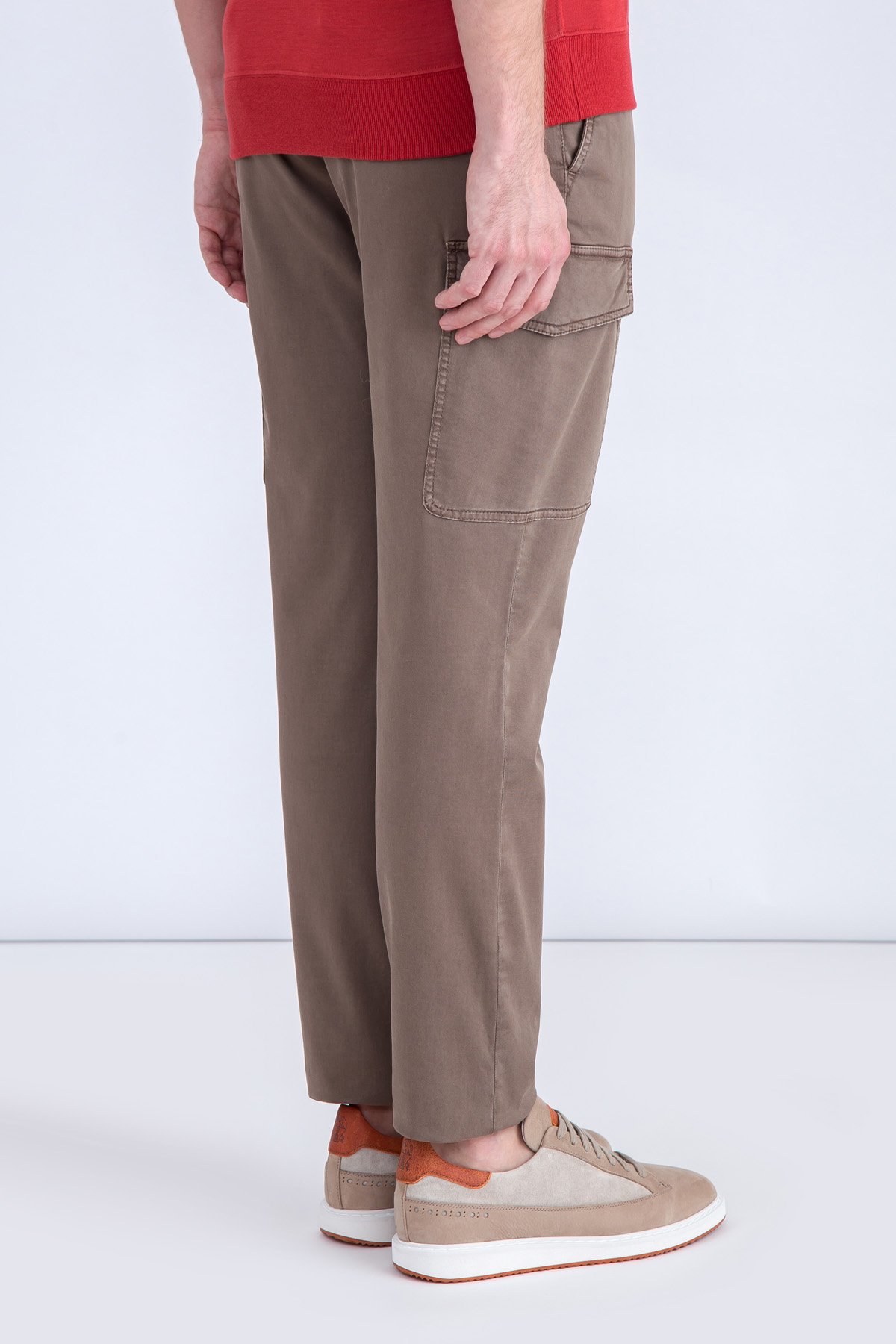 Брюки-карго комфортного кроя leisure с накладными карманы BRUNELLO CUCINELLI, цвет коричневый, размер 54 - фото 4