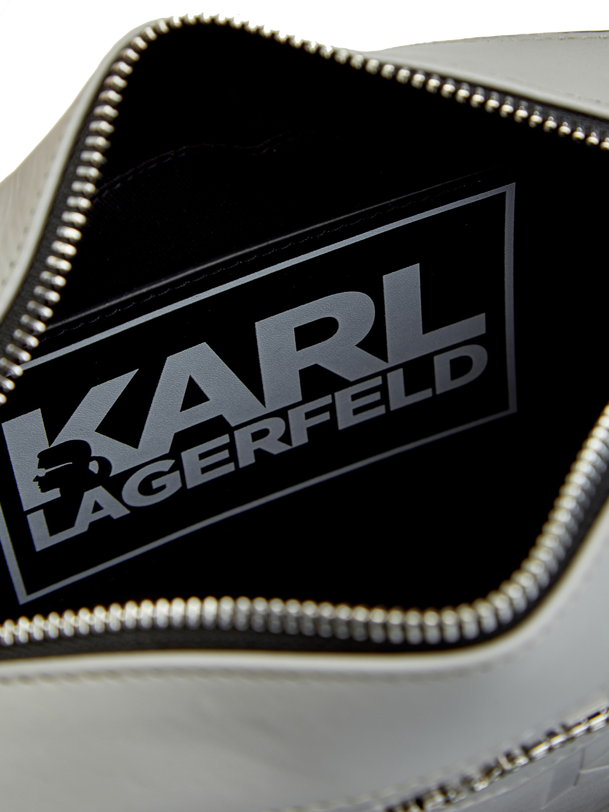 Кожаная сумка-crossbody K/Monogram с регулируемым ремнем KARL LAGERFELD, цвет серый, размер 37;38;39;40;41;42 Кожаная сумка-crossbody K/Monogram с регулируемым ремнем - фото 7