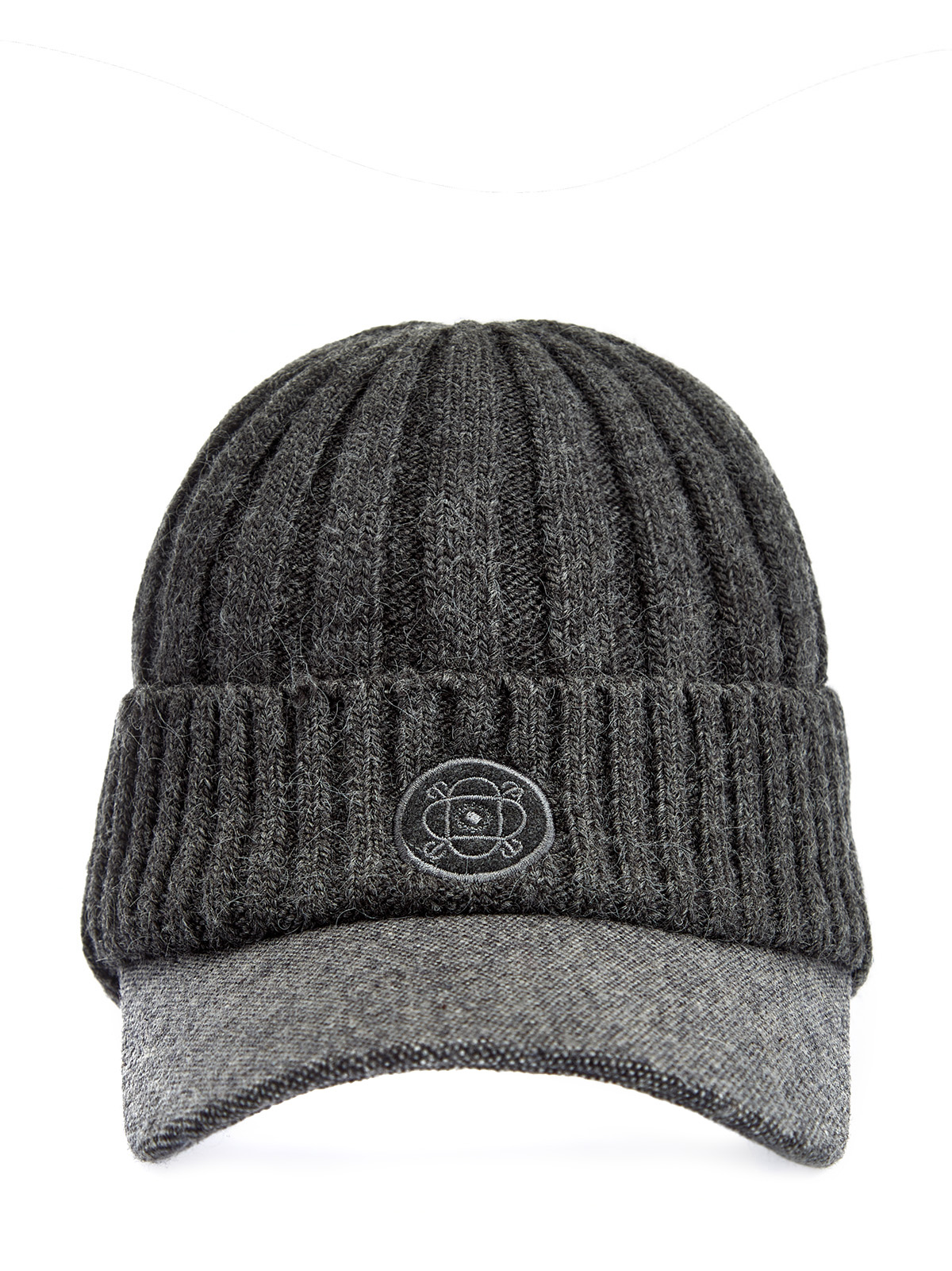 

Шерстяная шапка с козырьком и вышитым логотипом в тон, Серый, Шерстяная шапка с козырьком и вышитым логотипом в тон