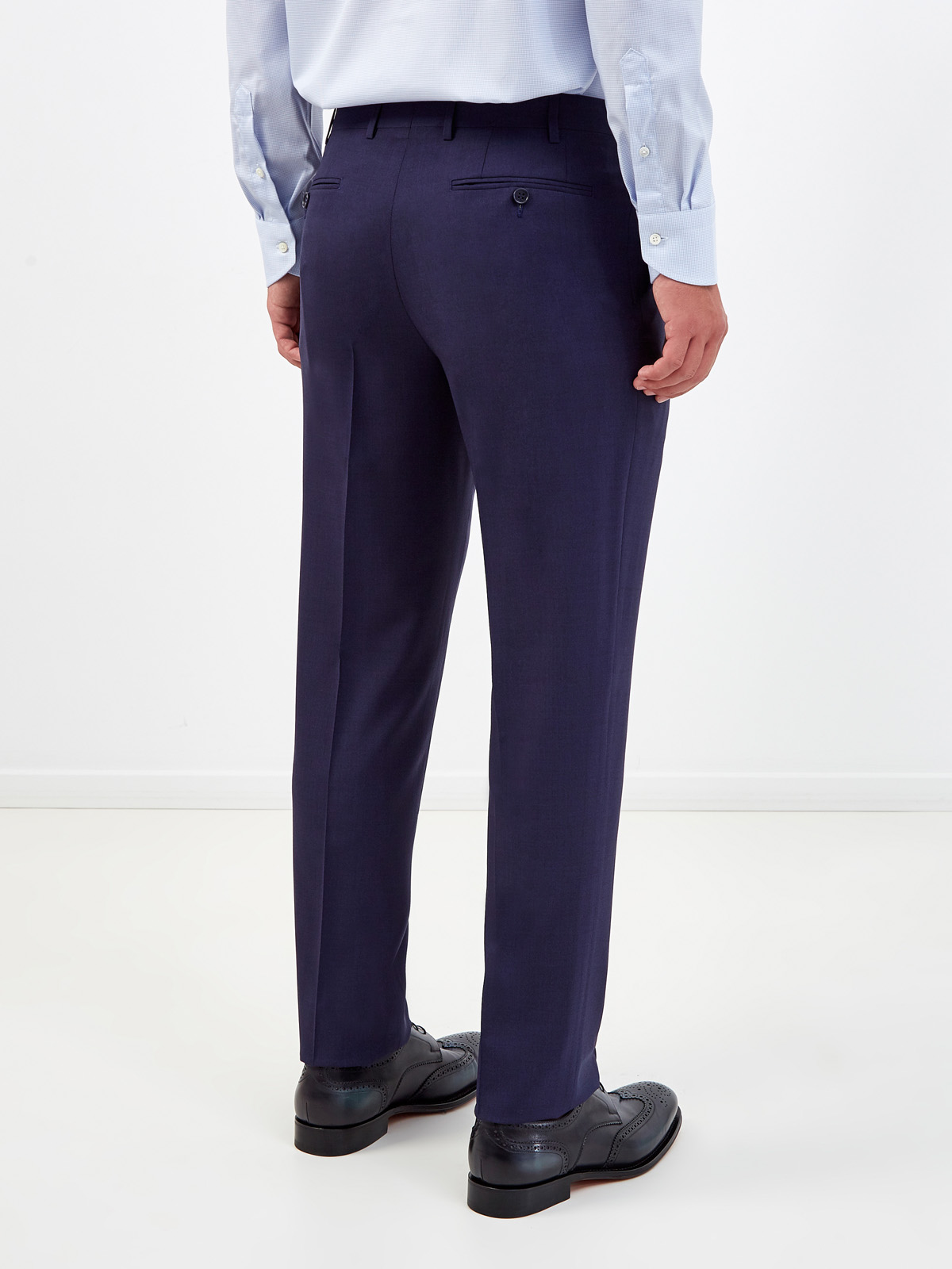 Классические брюки прямого кроя из тонкой шерсти CANALI, цвет синий, размер 48;50;52;54;56;58;60 - фото 4
