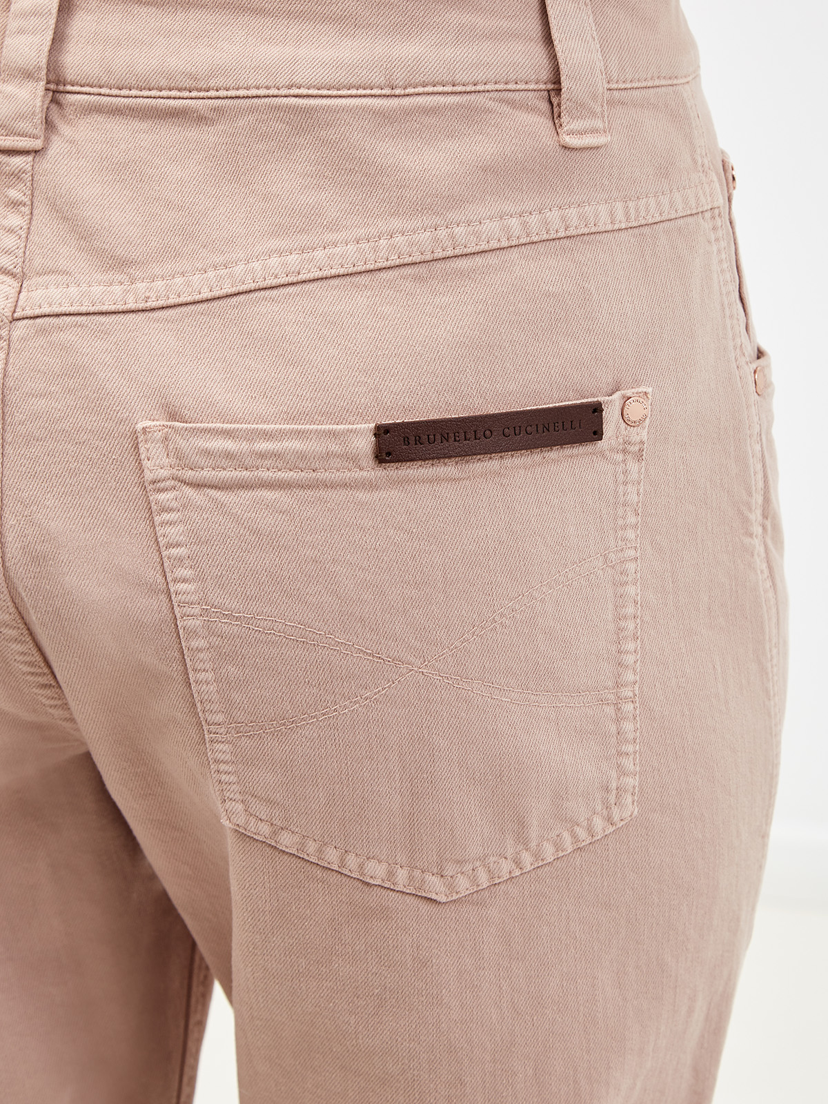 Высокие джинсы из окрашенного вручную денима BRUNELLO CUCINELLI, цвет розовый, размер 42;44 - фото 4