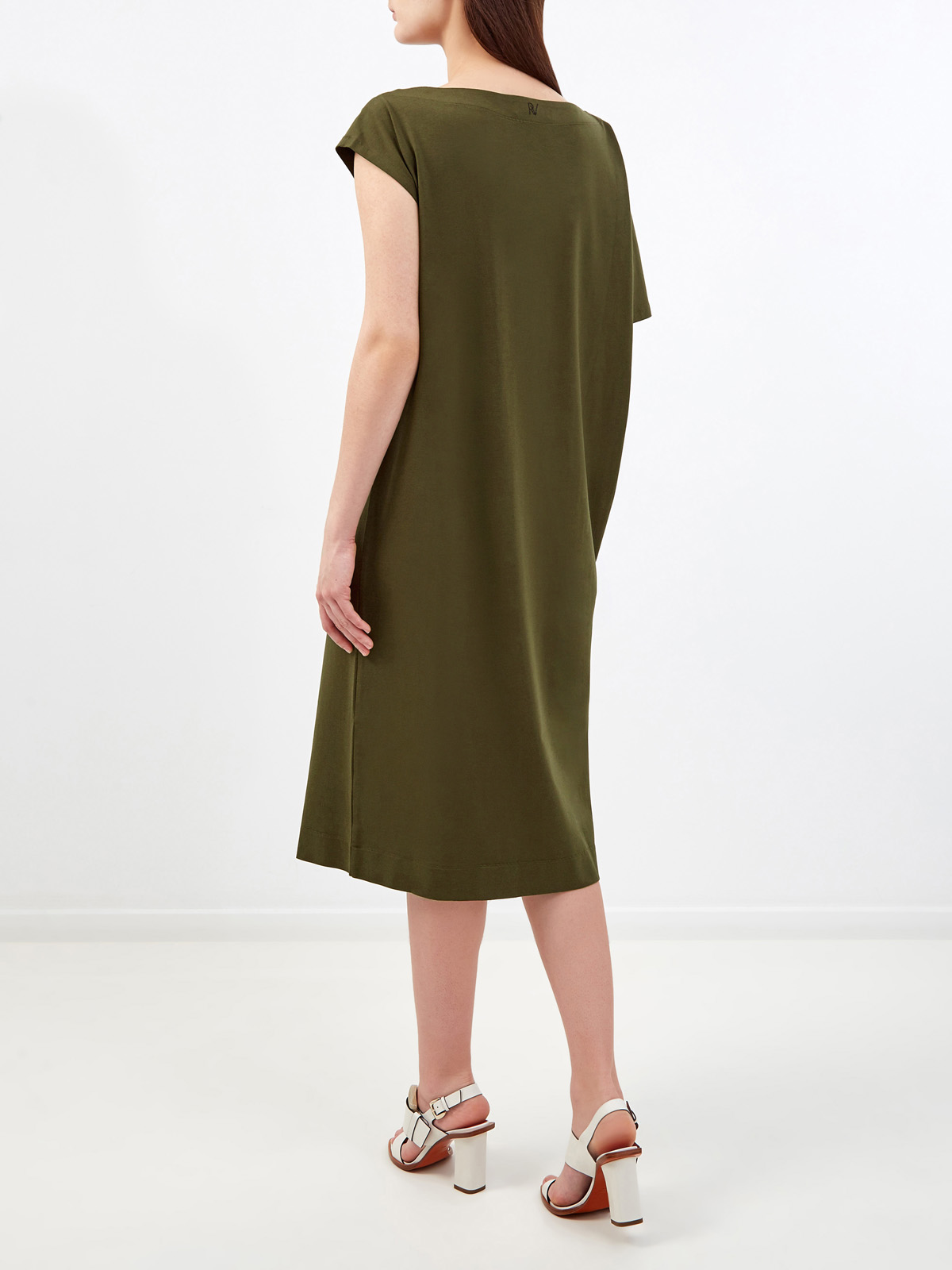Асимметричное платье прямого кроя из хлопка и модала RE VERA, цвет коричневый, размер M;L;XL;2XL;S - фото 4