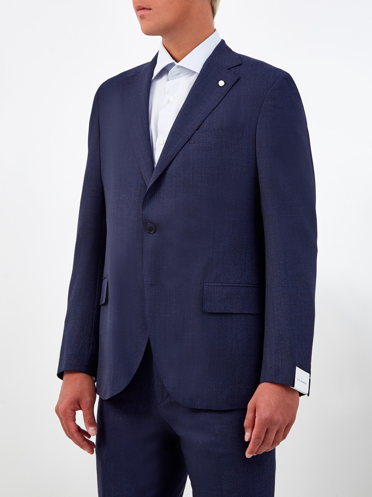 Пиджак из меланжевой шерсти с миниатюрной брошью L.B.M. 1911, цвет синий, размер 48;50;52;54;56 - фото 3