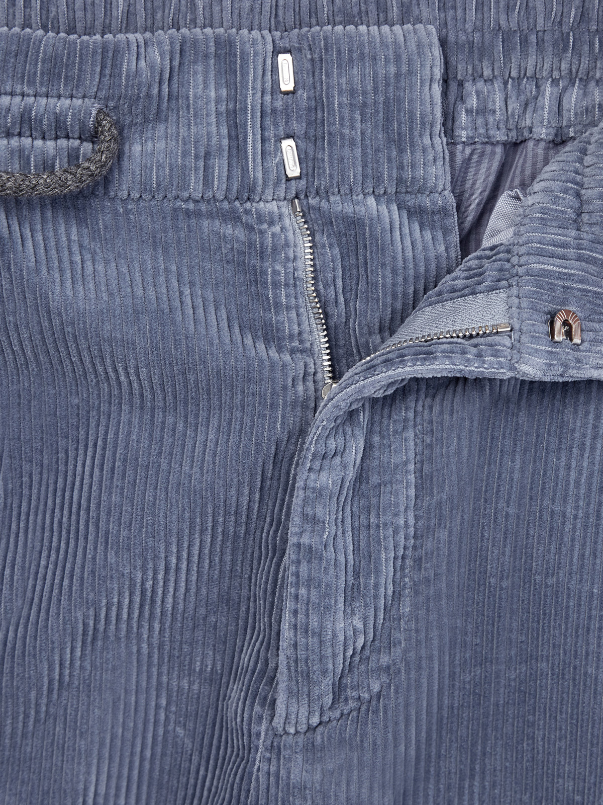 Вельветовые брюки с поясом на кулиске и защипами BRUNELLO CUCINELLI, цвет синий, размер 48;50;52;54 - фото 7