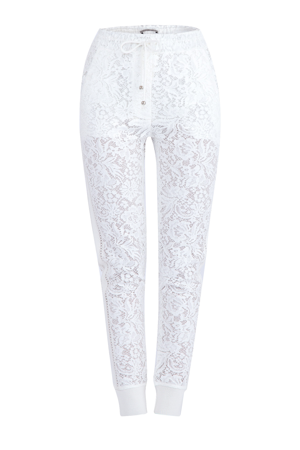 

Хлопковые брюки-джоггеры в стиле спортшик из кружевного полотна