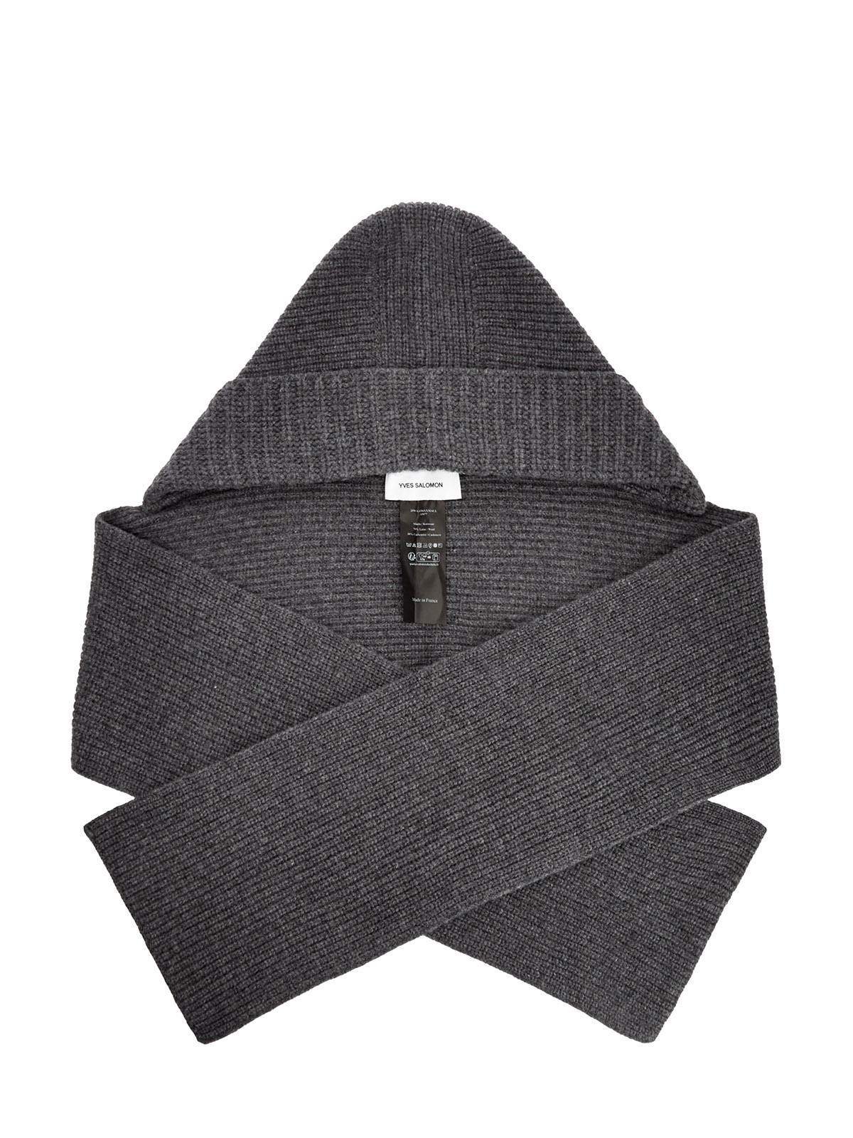 

Вязаный капор из шерсти и кашемира с шарфом, Серый, Вязаный капор из шерсти и кашемира с шарфом