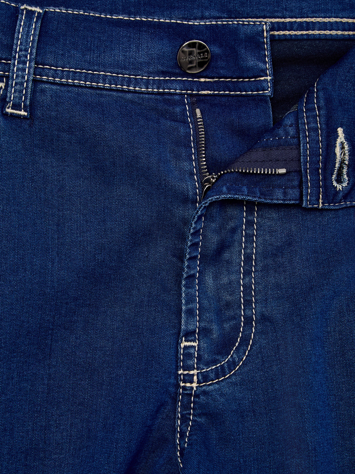 Окрашенные вручную джинсы из лиоцелла с контрастной прострочкой CANALI, цвет синий, размер 50;52;54;56;48 - фото 6