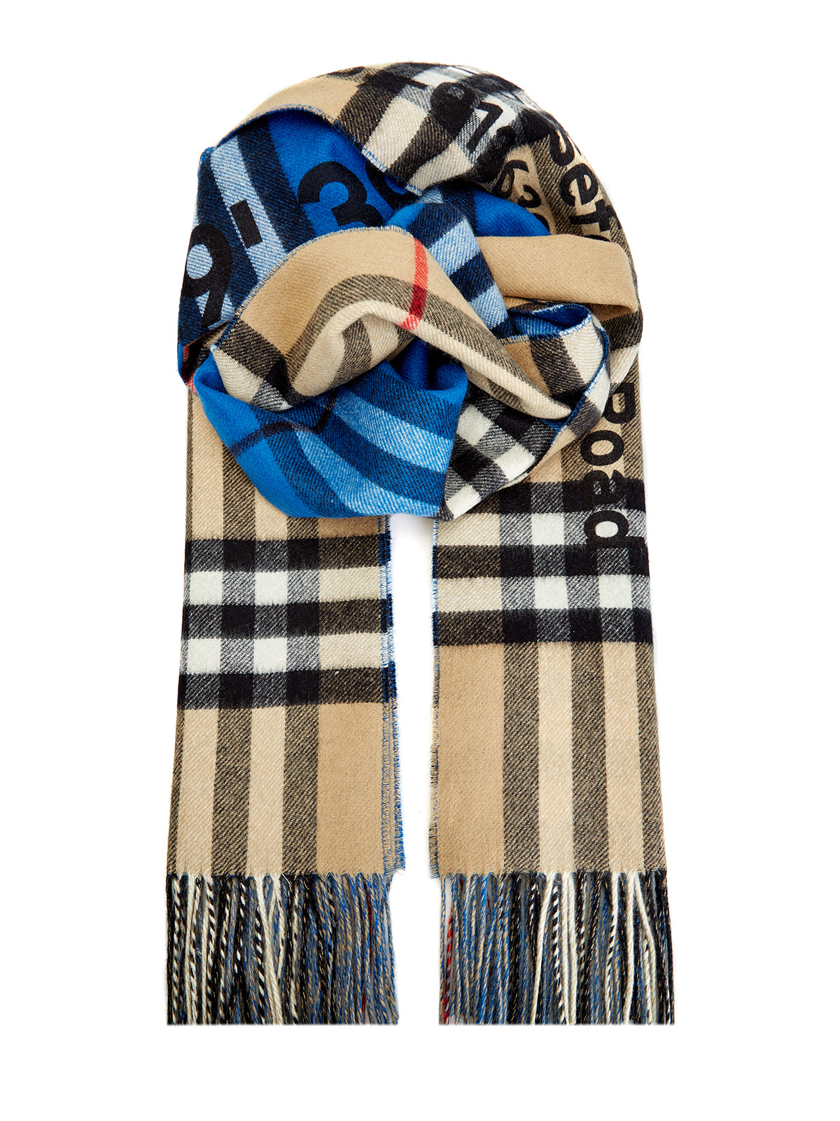 Двусторонний шарф из кашемира в клетку BURBERRY, цвет мульти, размер 40;42;44