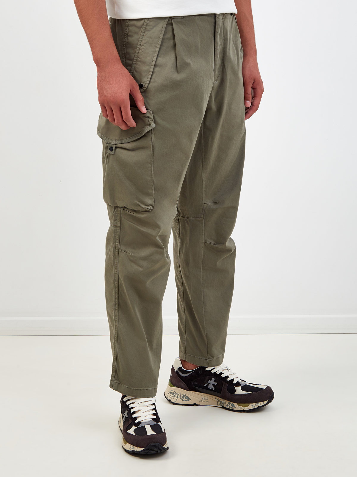 Свободные брюки-карго из матового хлопка Stretch Sateen C.P.COMPANY, цвет зеленый, размер S;M;XL;L - фото 3