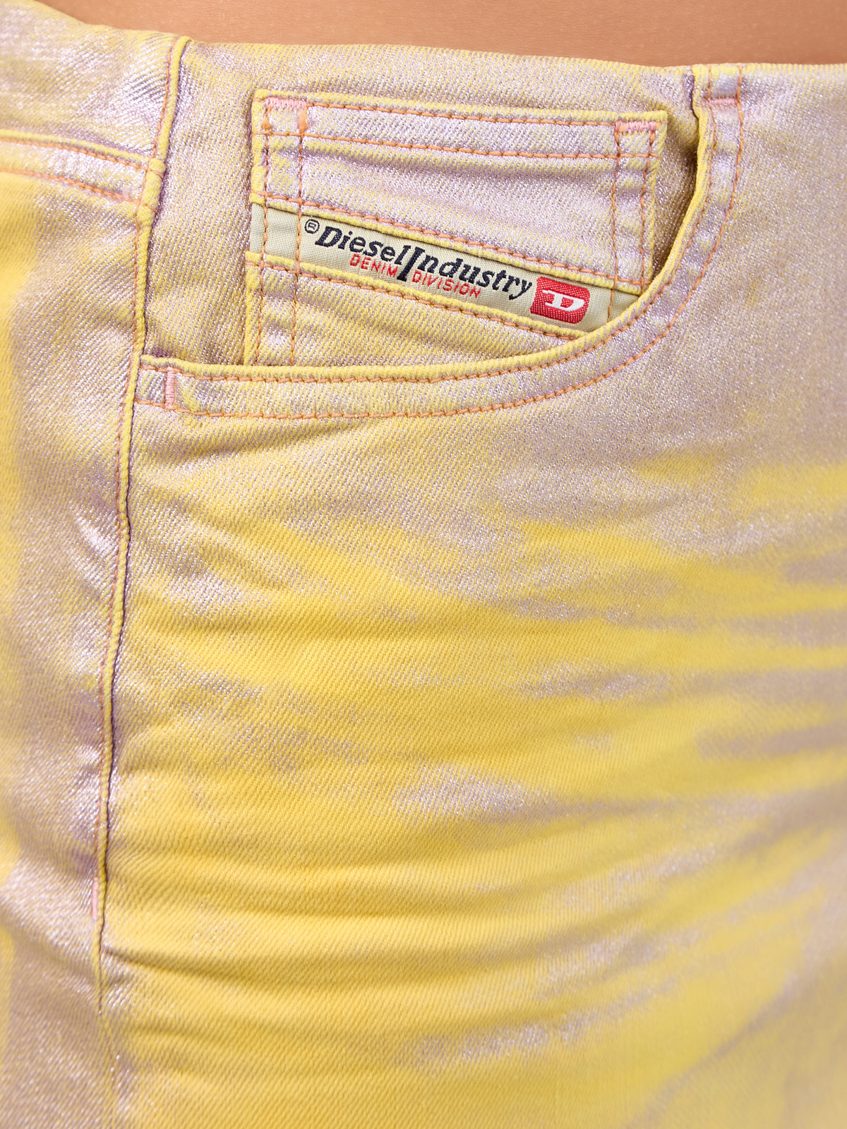 Юбка De-Pra на низкой посадке из металлизированного денима DIESEL, цвет желтый, размер S;S - фото 5