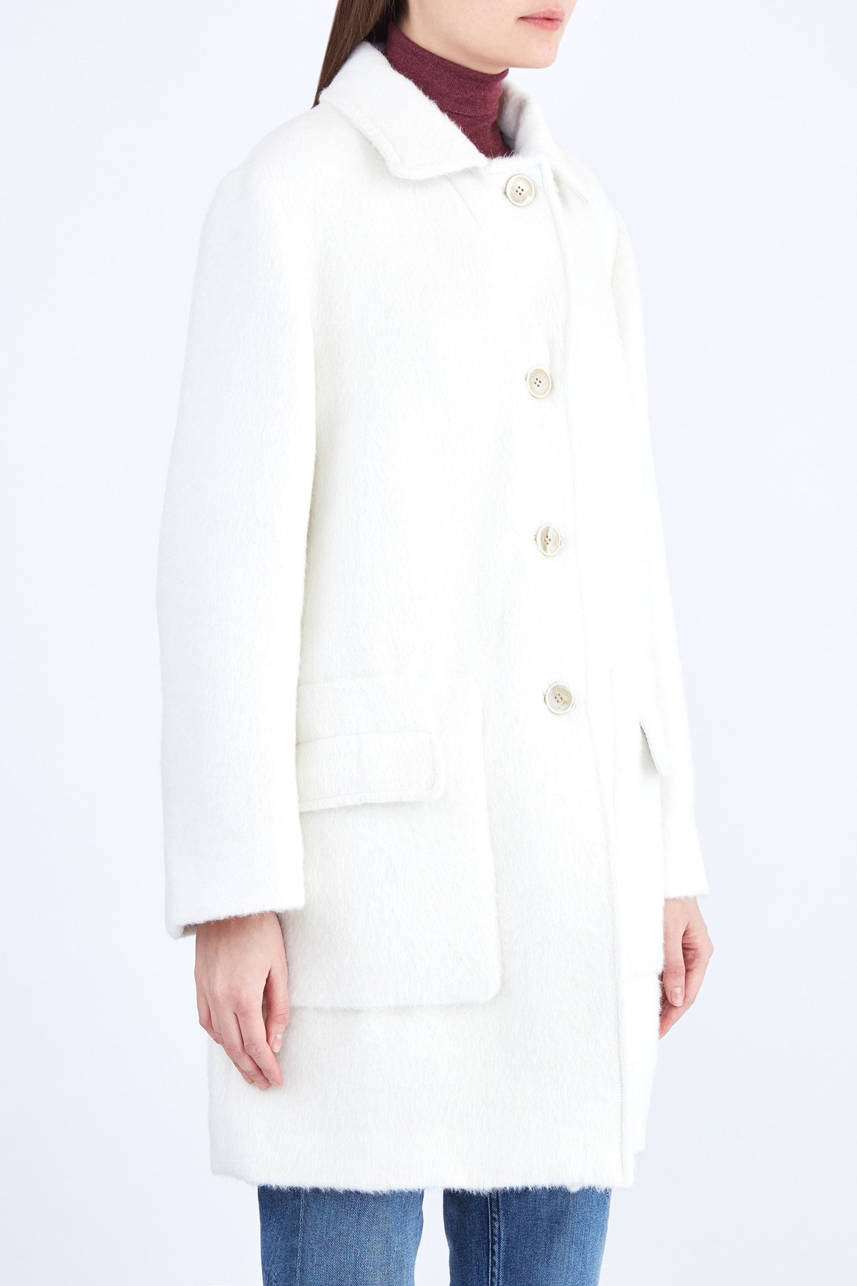 Пальто прямого кроя из фактурной шерсти альпаки ETRO, цвет белый, размер 40 - фото 3