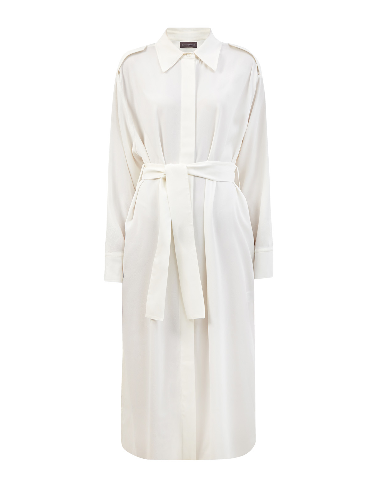 Платье-рубашка из струящегося кади с поясом в тон LORENA ANTONIAZZI, цвет белый, размер 42;44;46 - фото 1