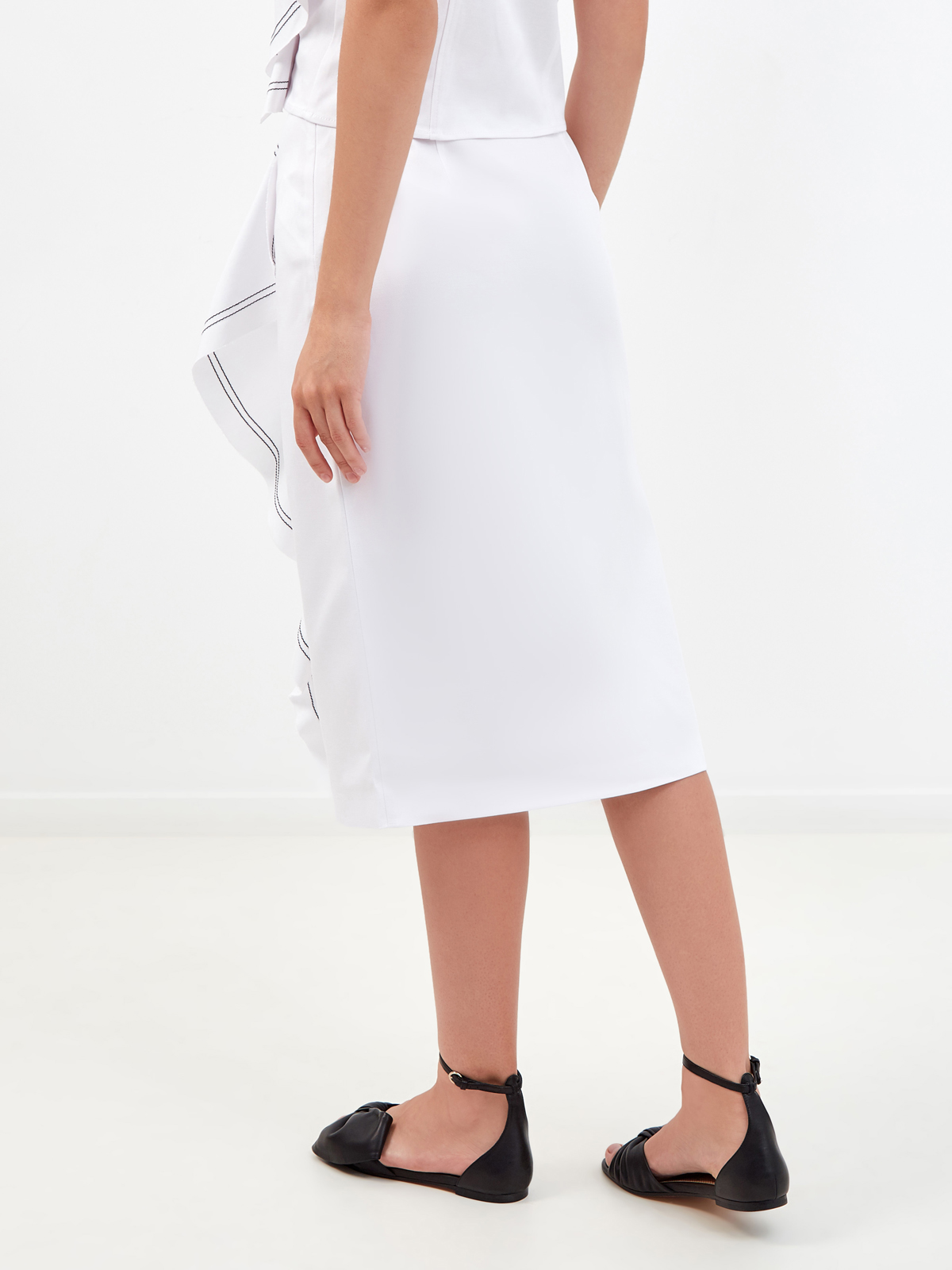 Белая юбка-миди с широкими оборками ICE PLAY, цвет белый, размер XS;S;M - фото 4