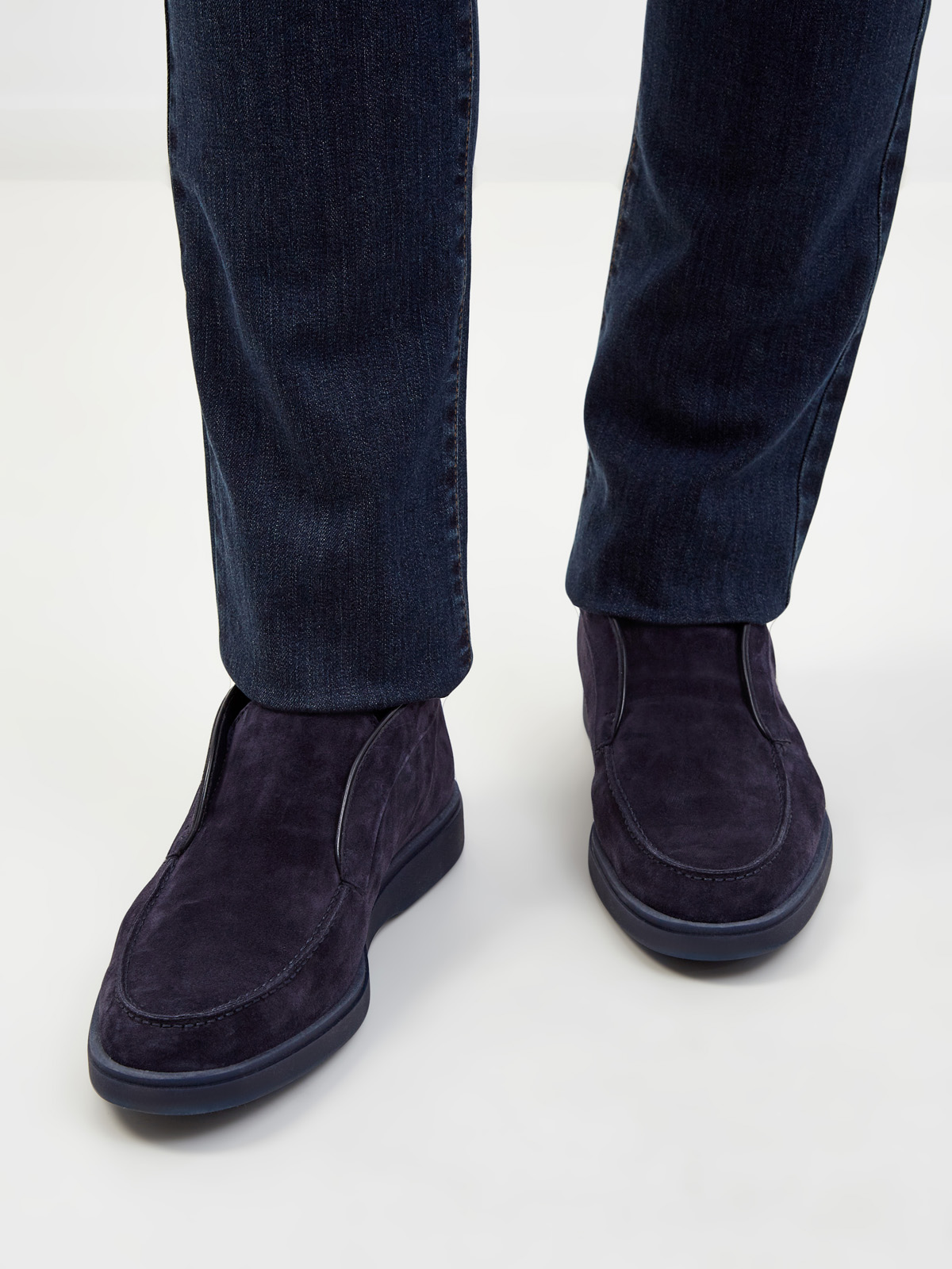 Ботинки в стиле casual из бархатистой замши SANTONI, цвет синий, размер 42;43;43.5;44;45;46 - фото 2
