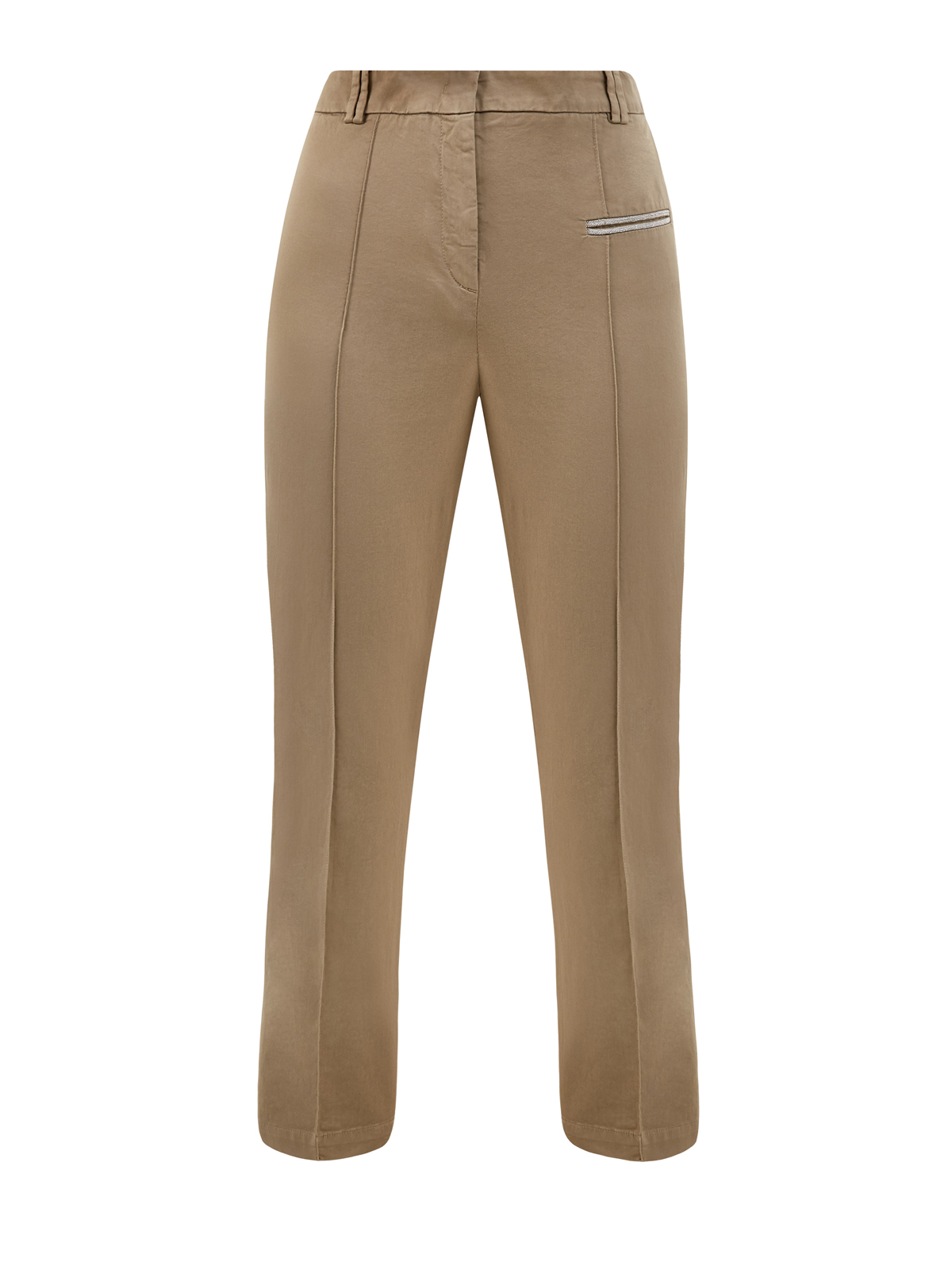 Зауженные брюки из хлопка с ювелирными деталями FABIANA FILIPPI коричневого цвета