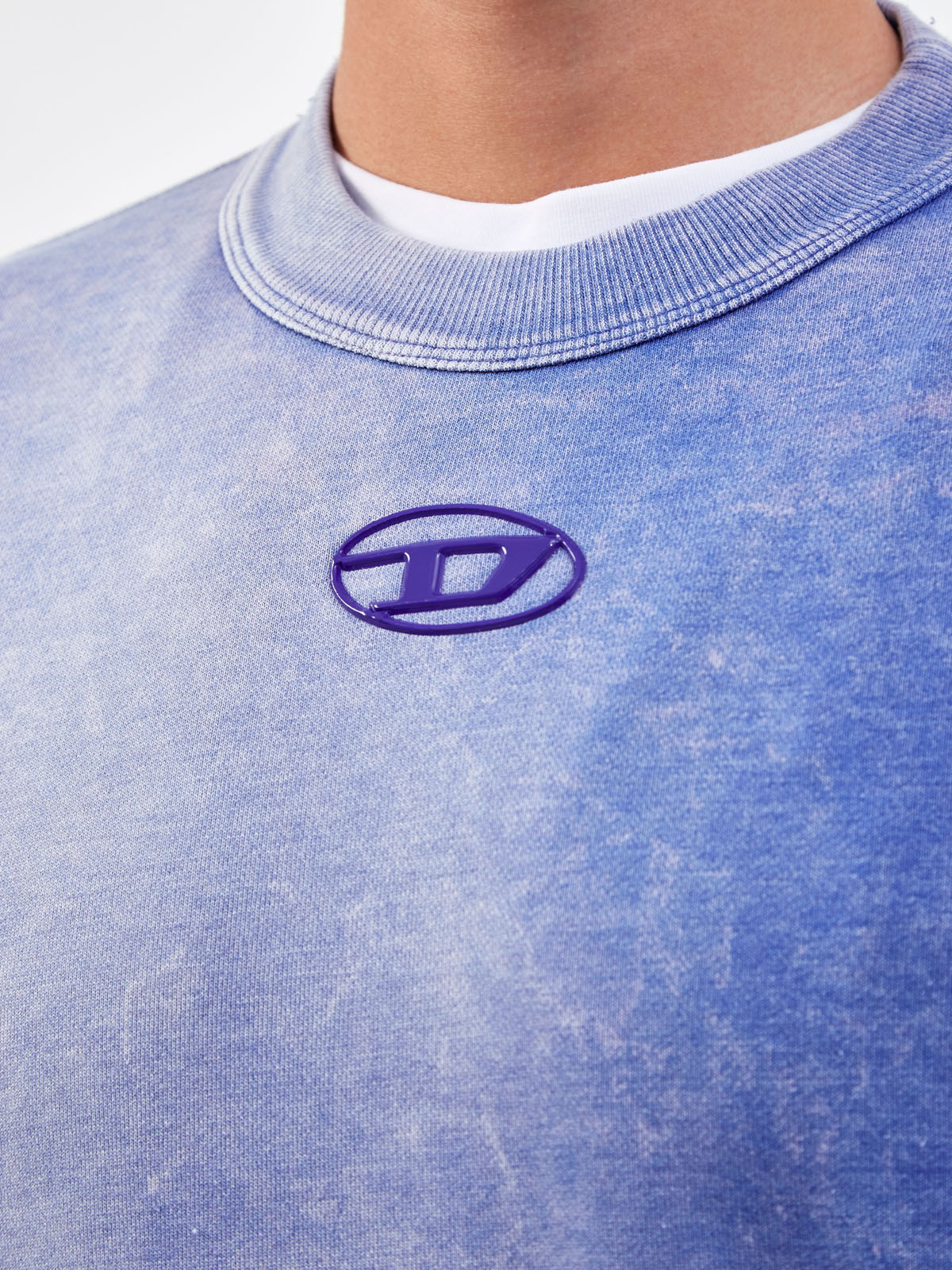 Свитшот oversize с меланжевым эффектом и литым логотипом DIESEL, цвет синий, размер M;L - фото 5